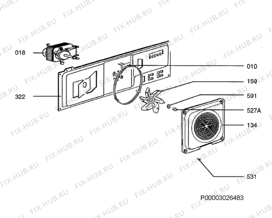 Взрыв-схема плиты (духовки) Voss Electrolux IEL8025-RF - Схема узла Hot air equipment